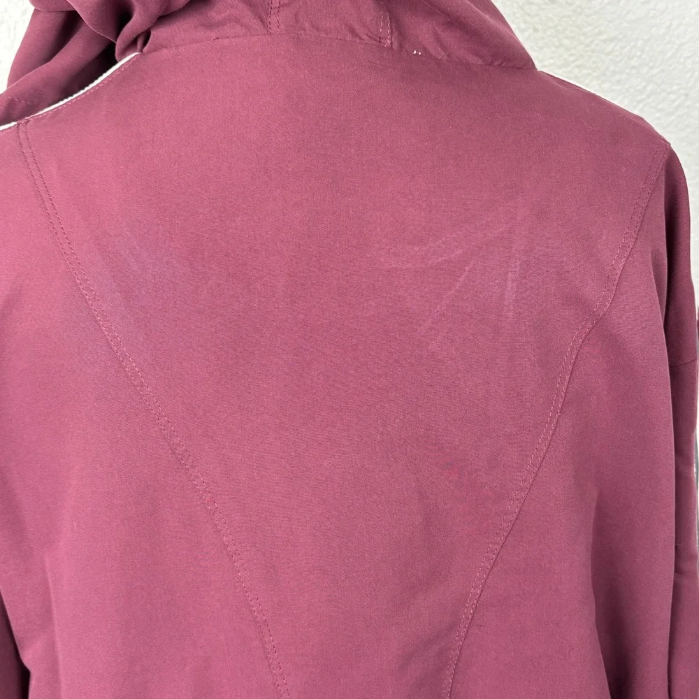 East West‎ Women's Burgundy Hooded Zip Jacket XL Mesh Lined Windbreaker
